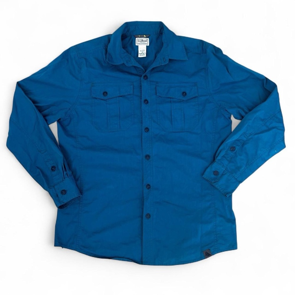 L.L.Bean teal button up shirt